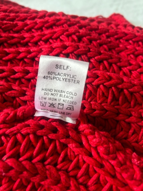 Crochet-Style Red Button Cardigan Sweater - Picture 9 of 9